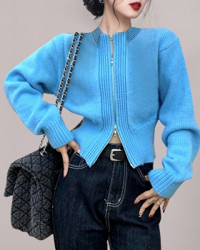 Knitted half high collar autumn and winter cardigan