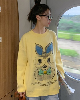 All-match cartoon rabbit large yard fat sweater for women