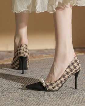 Sheepskin high-heeled shoes all-match shoes for women