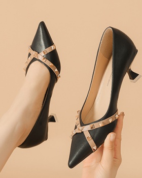 Fashion pointed stilettos France style rivet shoes for women