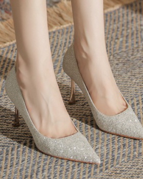 Pointed low wedding shoes sheepskin shoes for women