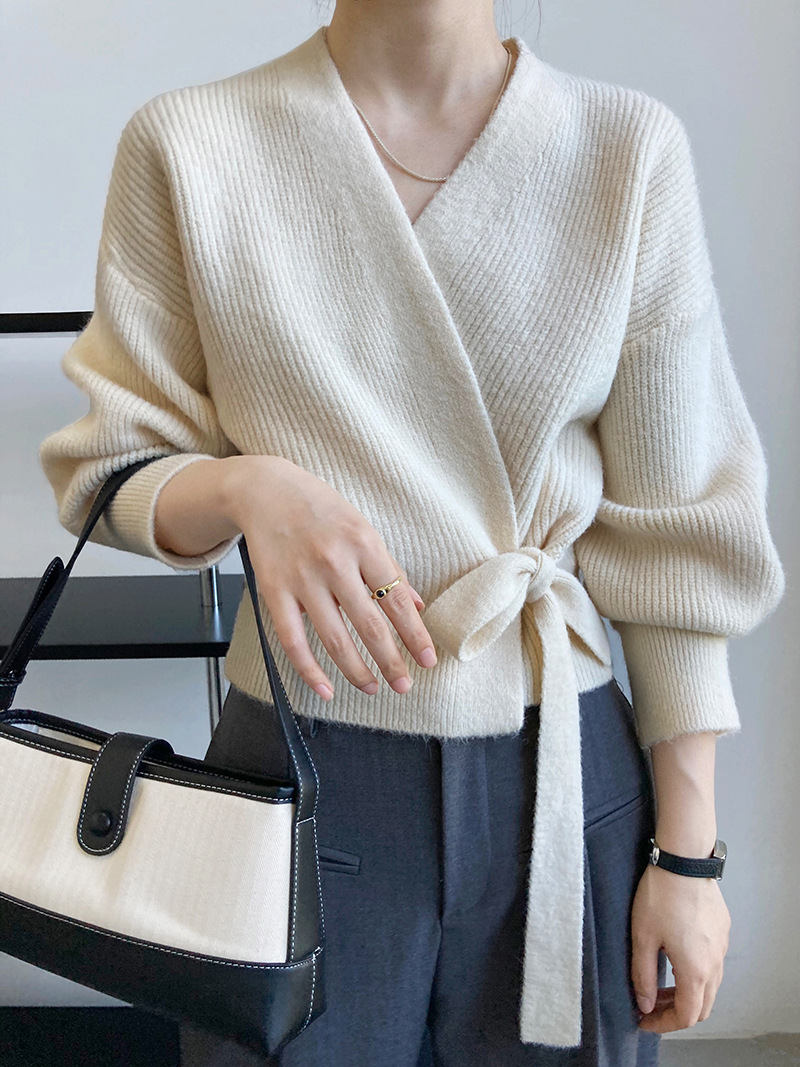 Loose France style sweater knitted wears outside tops for women