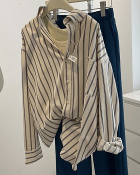Stripe Casual smock long sleeve coat for women