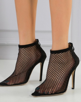Breathable fashion high-heeled shoes mesh short boots