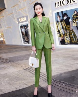 Green coat fashion business suit a set for women