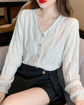 Tender long sleeve small shirt fold bottoming shirt for women