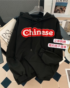 Lazy hooded hoodie embroidery letters tops for women