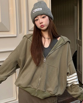 Long sleeve hooded tops sports lazy coat for women