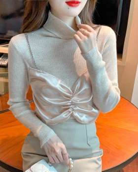 Long sleeve bottoming tops Pseudo-two sweater