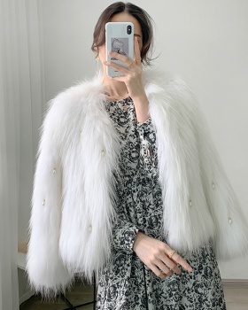 Weave fashion ladies coat pearl fox fur short fur coat
