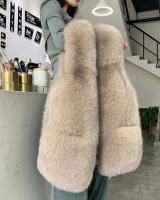 Light elmo waistcoat imitation of fox fur vest