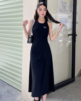 Black autumn dress summer sleeveless long dress for women