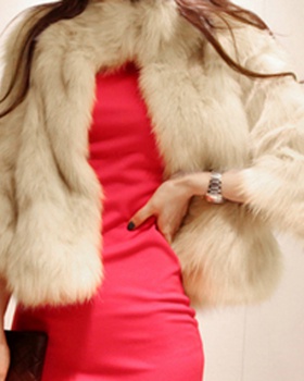 Faux fur slim imitation of fox fur coat for women