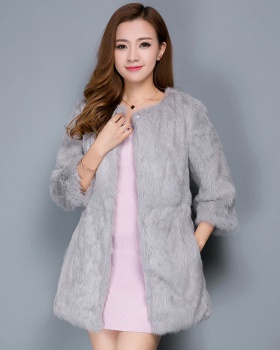 Light long coat winter plush overcoat for women