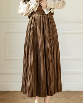 Art simple elastic waist pleated skirt for women