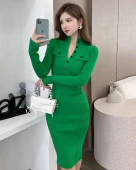 Package hip knitted half cardigans dress for women