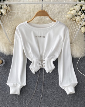 All-match long sleeve hoodie chain tops for women