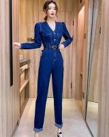 Western style jumpsuit pinched waist long pants
