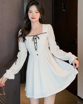 Refinement square collar France style dress for women