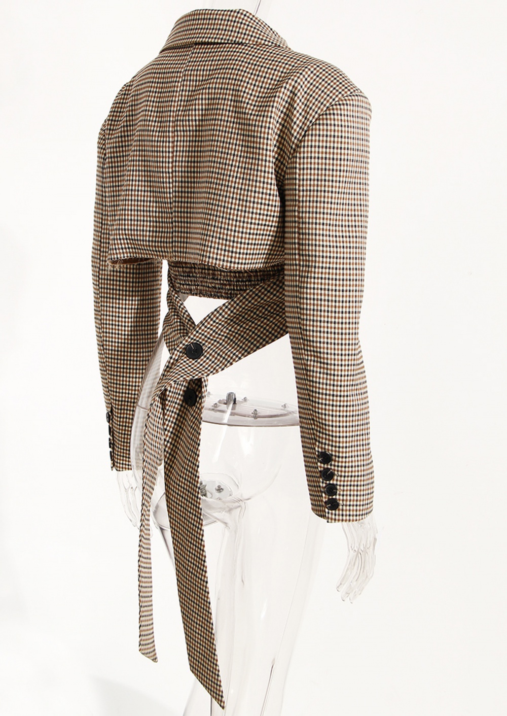 Autumn plaid business suit burr tight coat 2pcs set