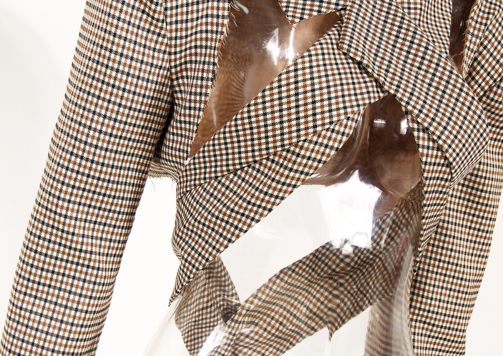 Autumn plaid business suit burr tight coat 2pcs set