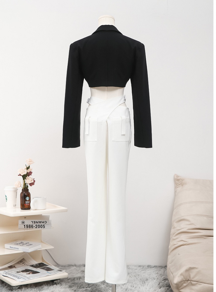Fashion white slim long pants cross all-match micro speaker pants