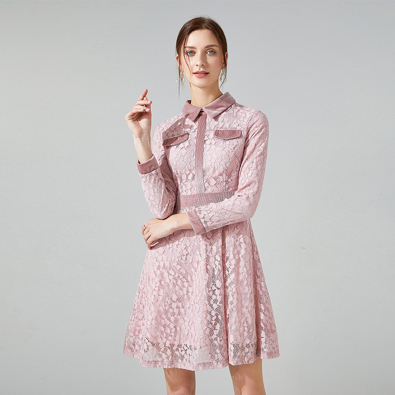 All-match pink lady business Casual dress
