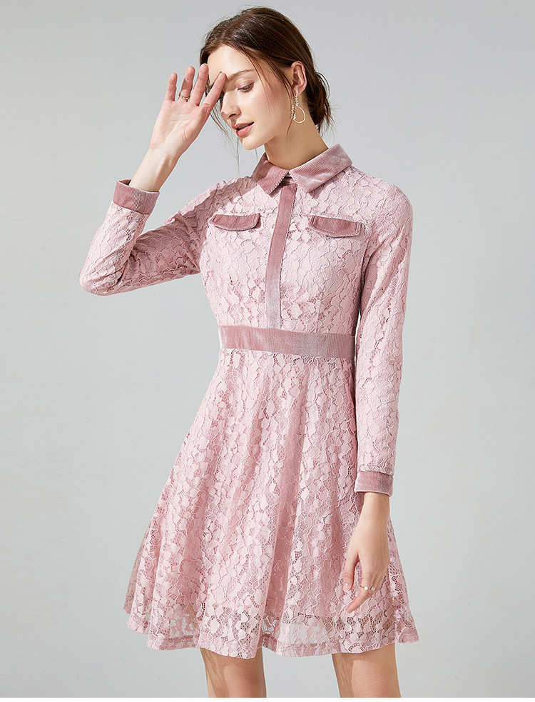 All-match pink lady business Casual dress