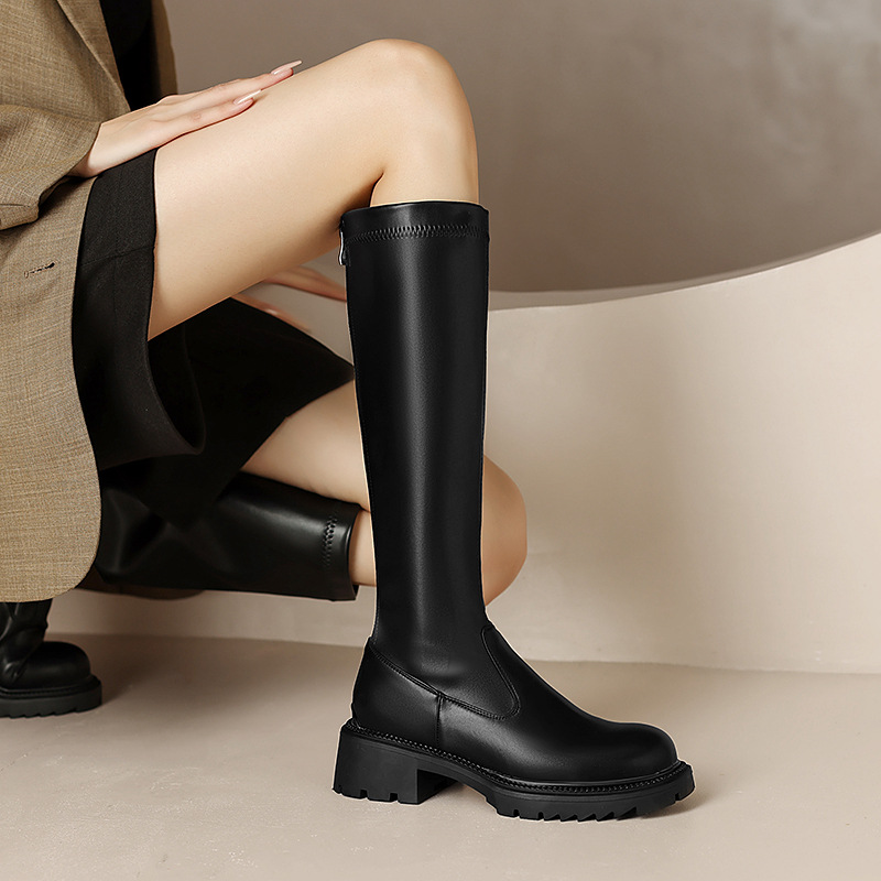 Thick crust thigh boots elasticity women's boots