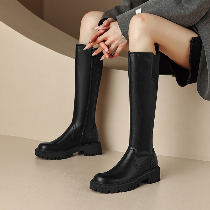 Fat all-match boots autumn thick crust thigh boots for women