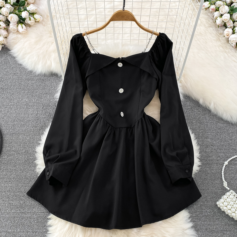 Thick and disorderly slim pinched waist bubble dress