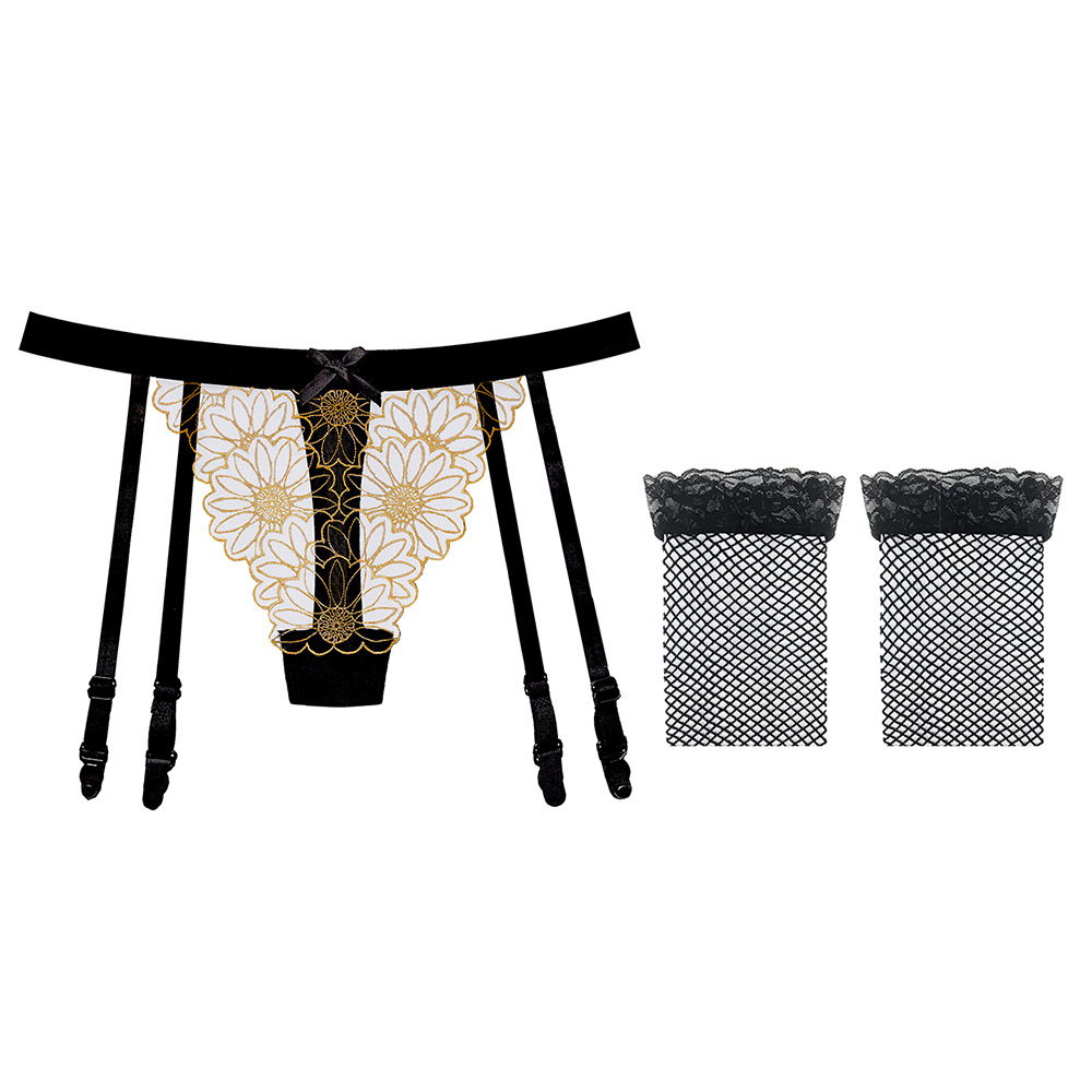 Very thin stockings jacquard garter a set for women
