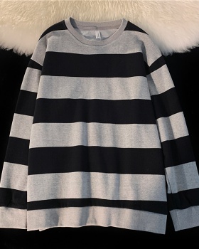 Pure cotton pullover stripe couples slim loose lazy hoodie