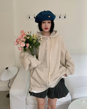 Korean style back letters hoodie loose coat for women