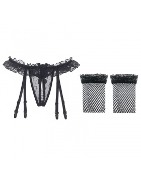 Pearl stockings enticement garter a set for women