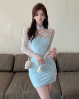 Lace retro dress slim autumn cheongsam
