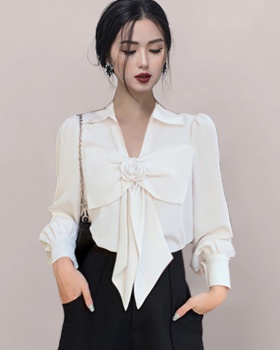 White France style shirt long sleeve temperament tops
