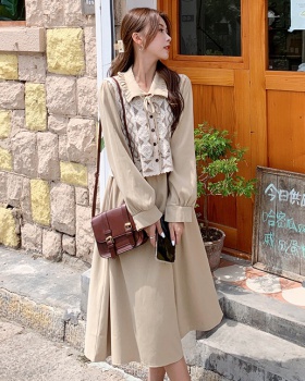 Autumn and winter dress Korean style waistcoat 2pcs set