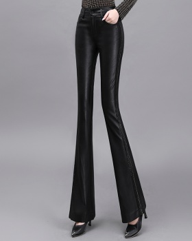 Large yard flare pants high waist leather pants for women