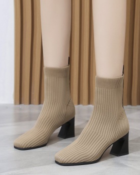 Korean style middle-heel boots thick winter martin boots
