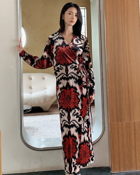 Long sleeve bathrobes printing nightgown for women