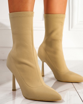 High-heeled pointed boots fashion short boots