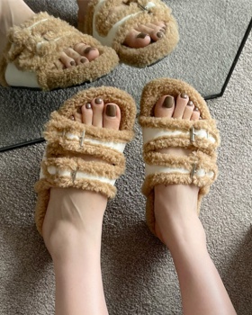 Flat cotton elmo autumn and winter wears outside slippers for women
