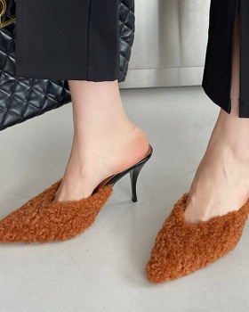 Fine-root elmo autumn high-heeled fashion wears outside slippers