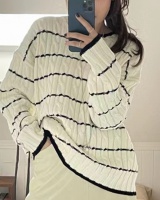 Retro stripe tops fashion sweater for women