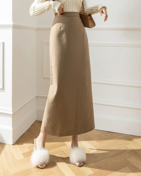 Winter long high waist skirt woolen slim long skirt for women