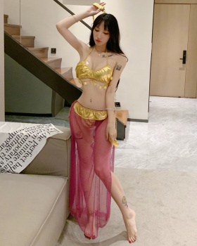 Gauze long skirt patent leather Sexy underwear for women